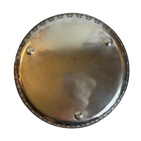 Vtg Silverplate Platter 13.5” Round Serving Plate Vanity Tray Primrose Silver - Picture 5 of 8